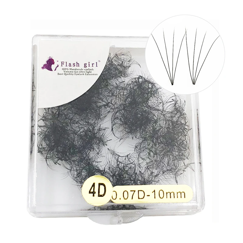 4D Pre-Made Fans Lashes Extensions Russia Curl C/D 8-16mm Short Stem Easy to Use for Eyelash Professionals Customizable