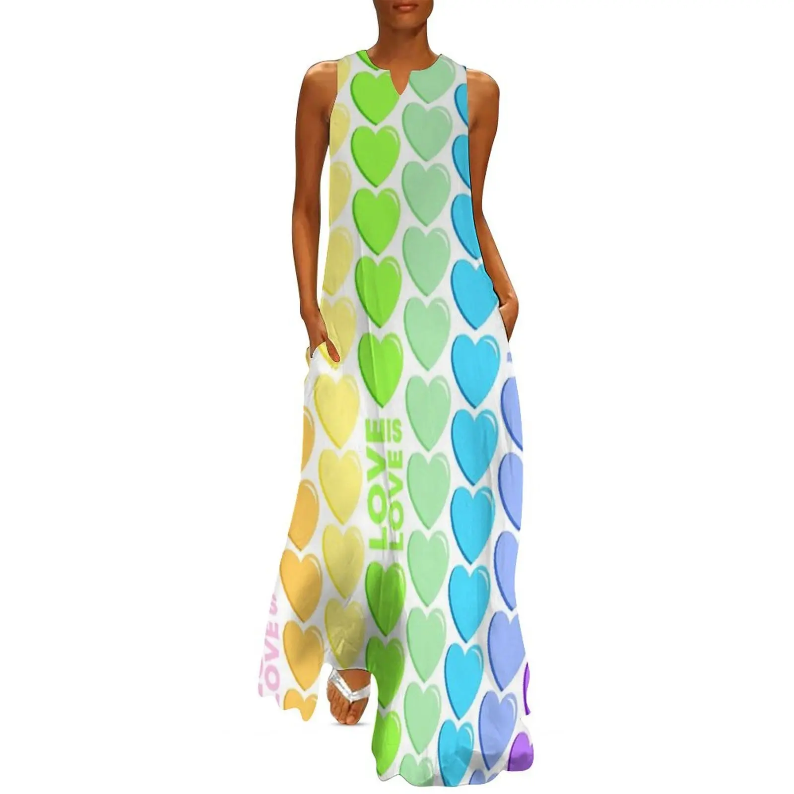 

Pastel rainbow of hearts Long Dress evening dress ladies dress summer 2025 women Beachwear party dresses woman