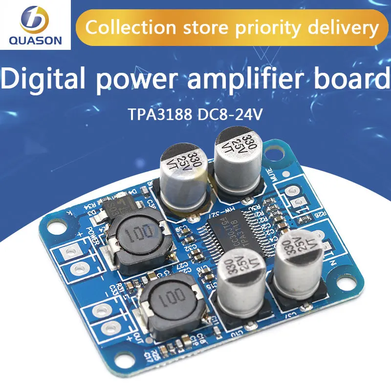 DC8-24V TPA3118 PBTL 60W Mono Digital Audio Amplifier Board AMP Module Chip 1X60W 4-8 Ohms Replace TPA3110 For Arduino