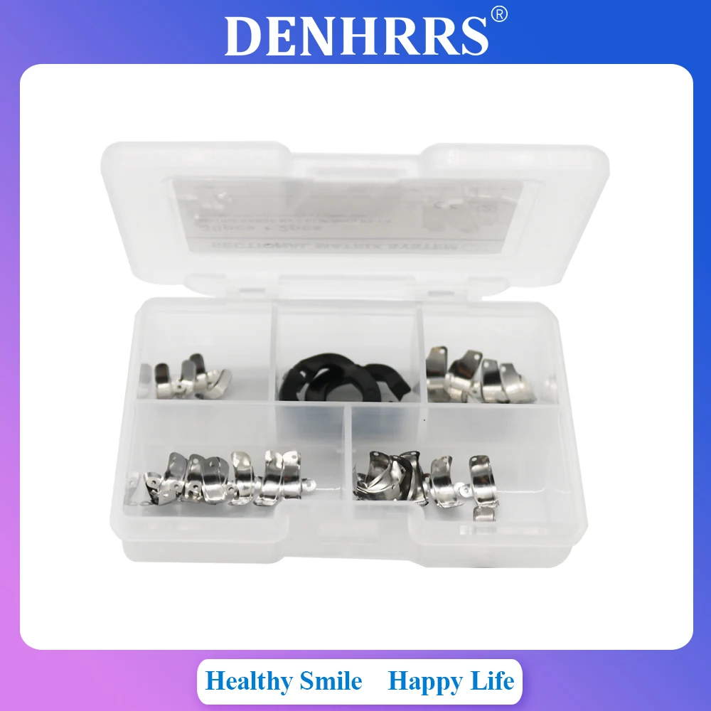 

1Set Dental Sectional Matrix System Contoured Metal Matrices Matrix Bands 30pcs with 2Pcs Resin Clamping Ring