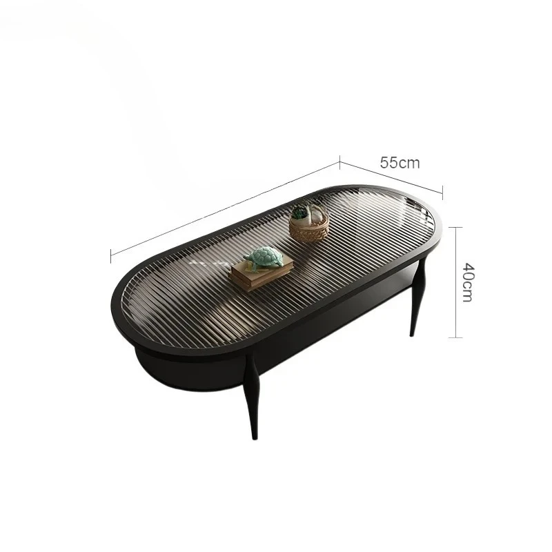 Tempered Changhong Glass Tea Table Solid Wood Tea Table Small Apartment Water Ripple White