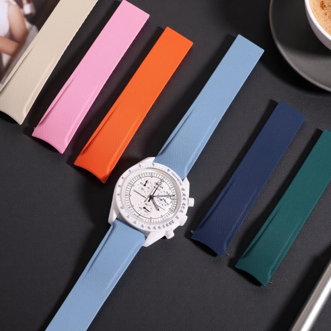 Universal Curved End FKM Watch Strap 20mm 21mm 22mm Sailcloth CTS No Gap Watch Band Fit For Omega Tudor Rolex Longines - view 2