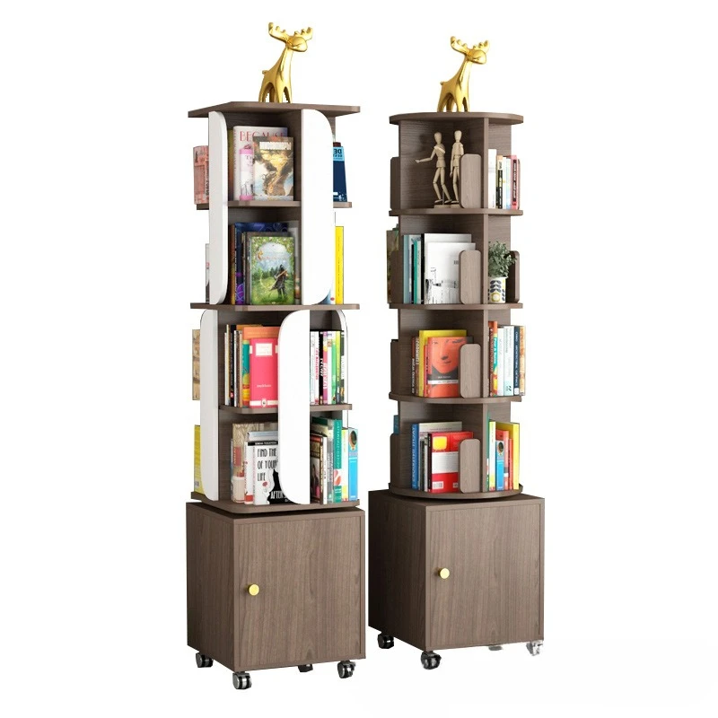 

Rotating bookshelf, solid wood floor-to-ceiling simple children's picture book rack