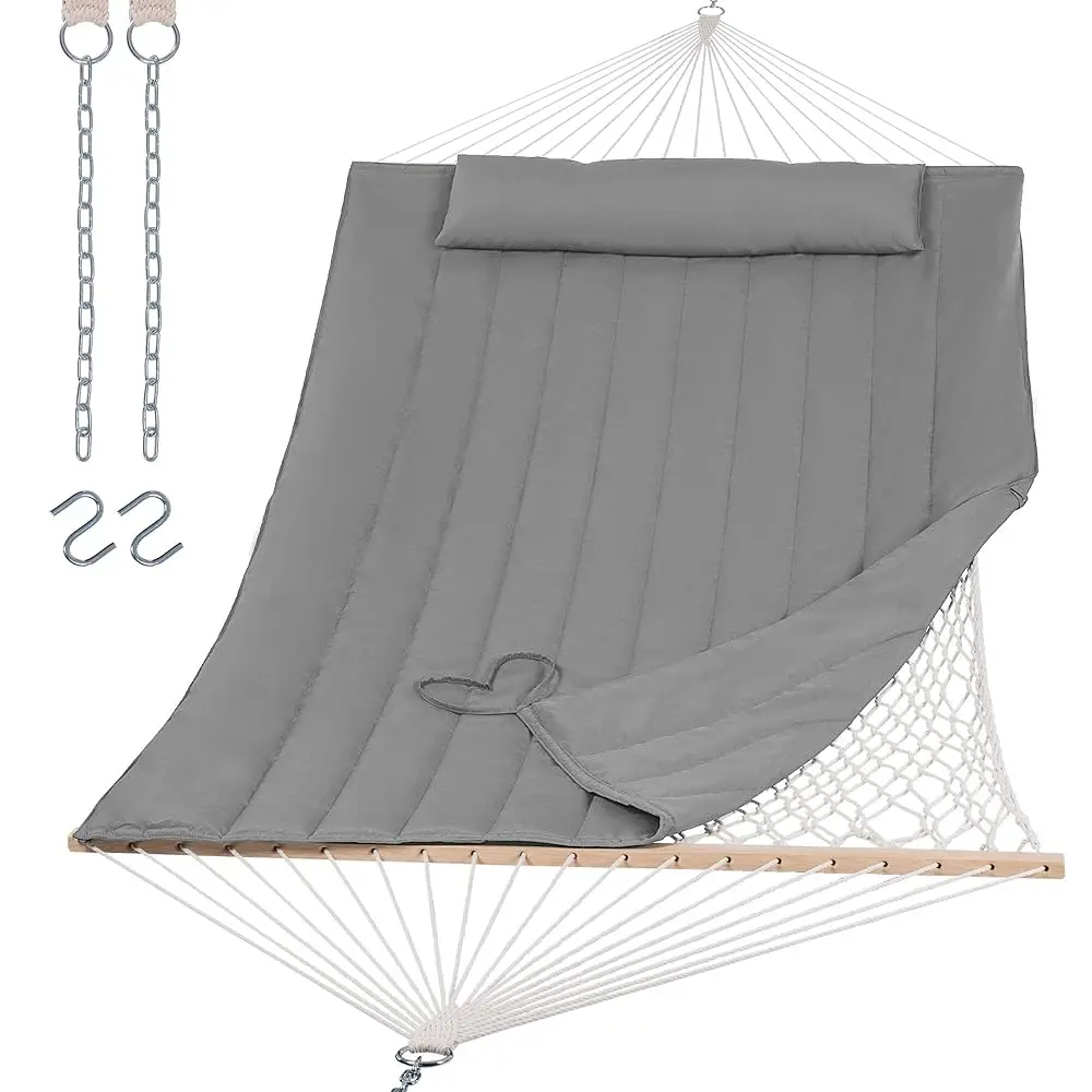 

15 Ft Hammocks For Outside, Two Person Hammo For Patio, Garden, Porch, Outdoor, Light Gray