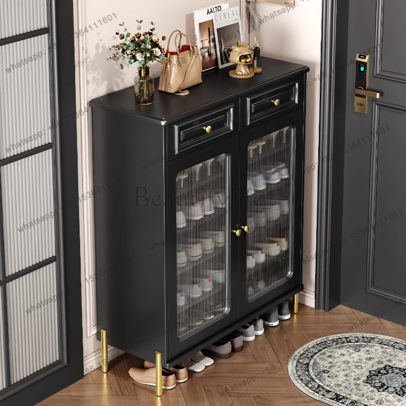 French retro style Slim shoe cabinet home glass doorstep storage cabinet Shoe rack organizer entrance hall shoemaker furniture