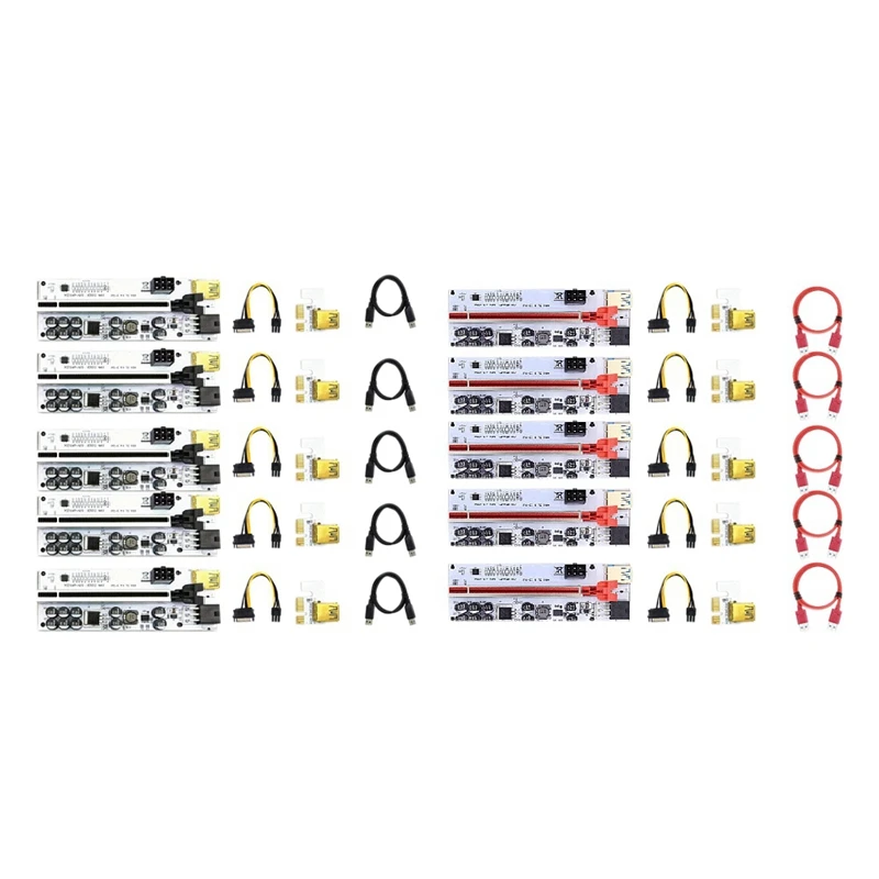 

10Pcs VER012 MAX PCI-E Riser Card PCIE1X To16x Adapter Card Extender PCI E USB 3.0 SATA 6Pin Power Cable For BTC Mining