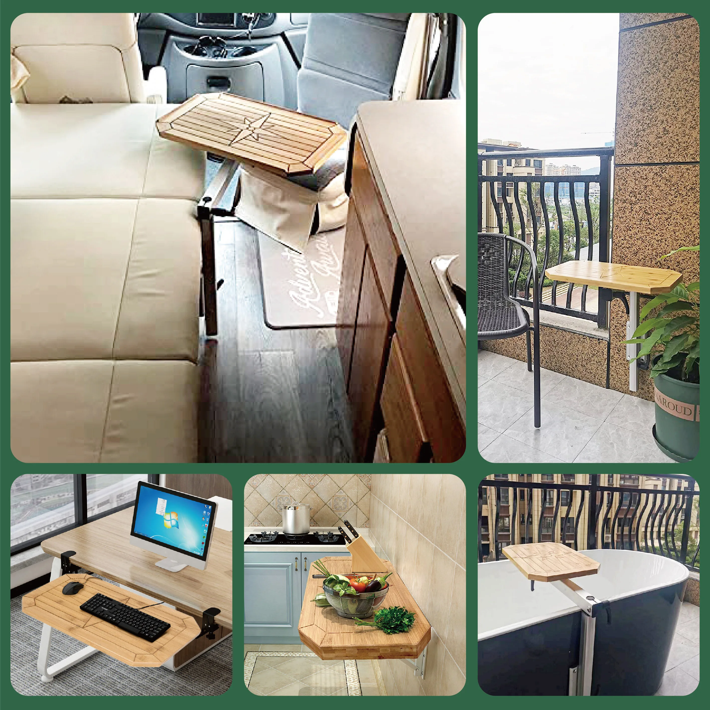 44CM RV Table Bamboo Coffee Breakfast Table Top For legs Motorhome Desk Camper travel trailer Caravan Accessories Wood color