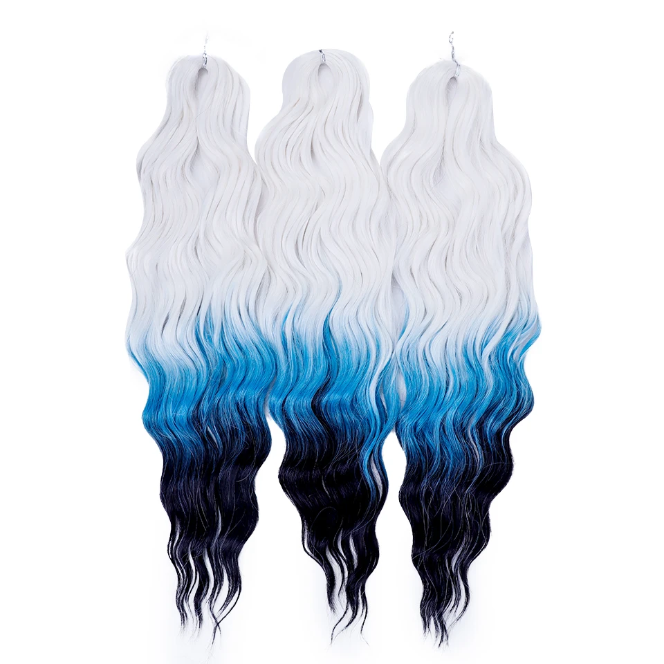 FREEDOM Synthetische Lockige Flechthaarverlängerungen 24 Zoll/60 cm Lang Tief Gewellte Twist-Häkelzöpfe Haar Ombre Braun Regenbogenhaar – Detail 4