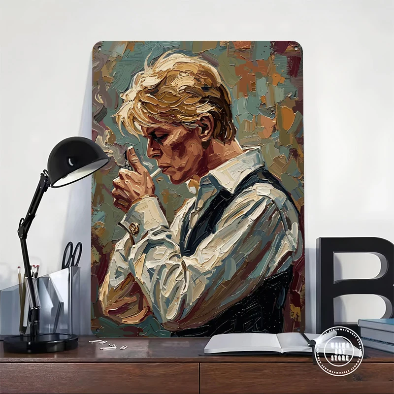 David Bowie Painting Tinplate Poster Customized Wall Art Retro Vintage Metal Signs for Fans Gaming Decoration Room Office Decor