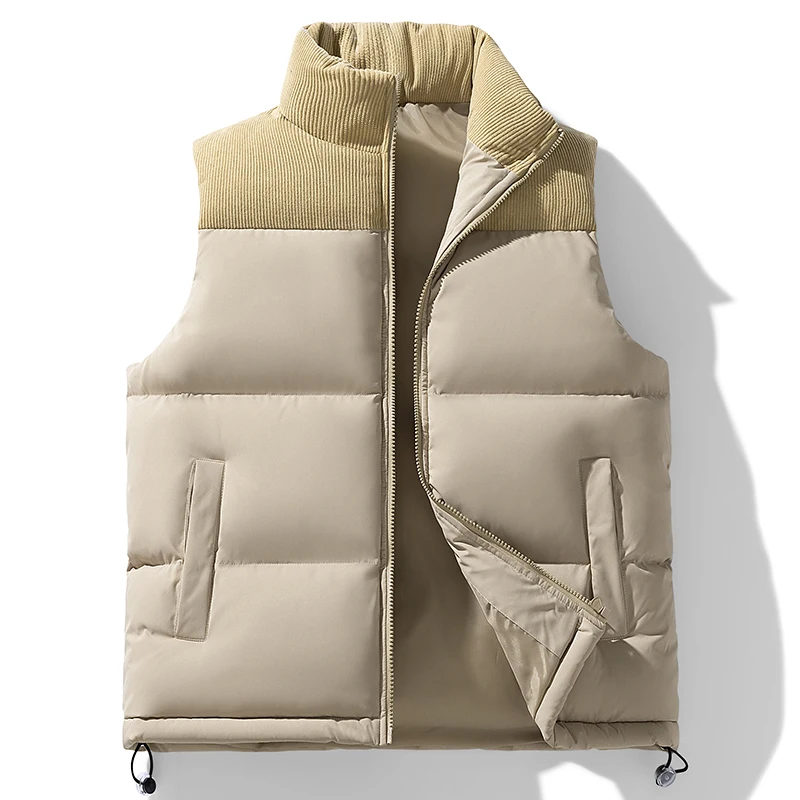Jacket with cotton corduroy outdoor sleeveless coat for teenagers, warm and form-fitting cotton coat vest