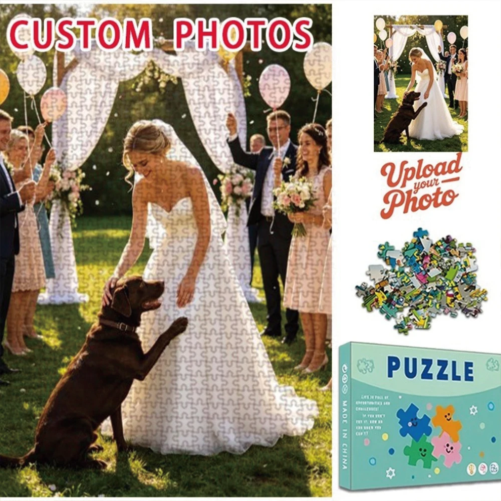 35/300/500/1000pcs Personalized Custom Photo Puzzle Wedding Photos Christmas Valentine's Day Anniversary Gift