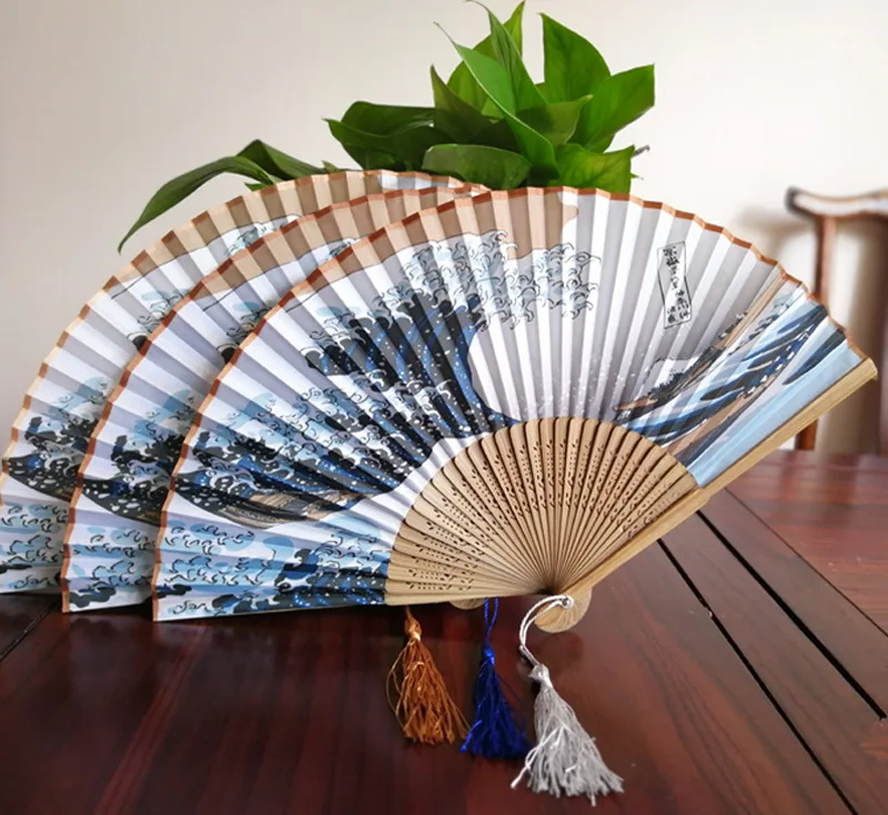 Janese Vinatge Hand Fan Vintage Dance Fan Folding Fan Party Wedding Favor Gift for Guests Fabric Fan