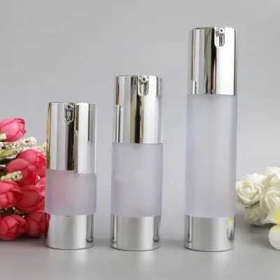 

10pcs Airless 15ml 30ml 50ml Empty Vacuum Pump Toilet Vessel Cosmetic Frosted Bottle Mini Transparent Lotion Makeup Container