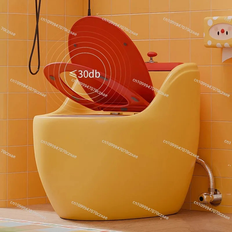 Dopamine Color Ordinary Toilet Egg Type, Personalized Creative Siphon Type Household Silent Toilet