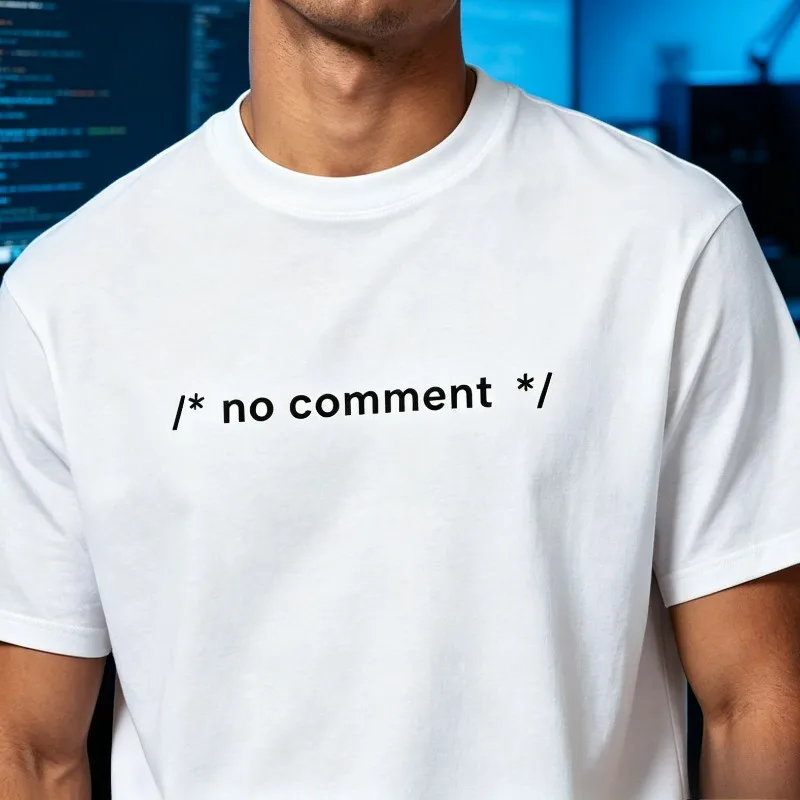 /* no comment */ Code Sarcasm Graphic T-Shirt Modal Soft Crewneck Programmer Developer Office  Weekend Hangout  Print Tee