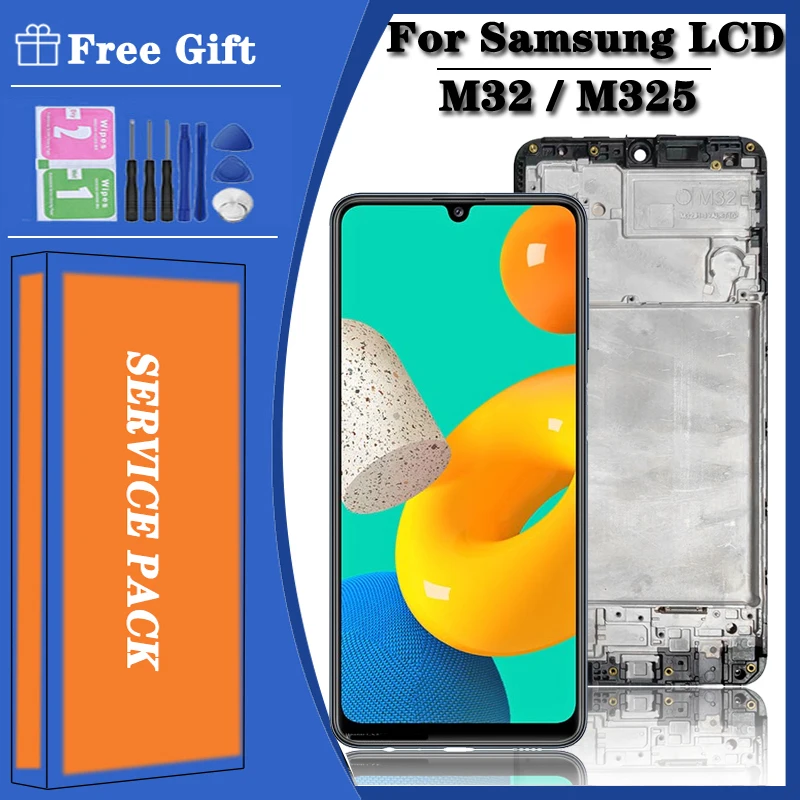 6.4\'\' Super AMOLED Display for Samsung M32 M325F M325F/DS M325 LCD Touch Screen Digitizer Assembly for Samsung M32 LCD