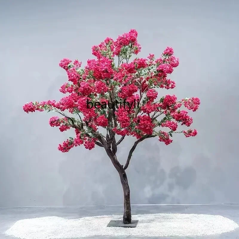 A44 Imitative Tree Red Fake Flower Indoor and Outdoor Decorative Landscaping Large Shopping Mall Decoration Hallway Window Displ