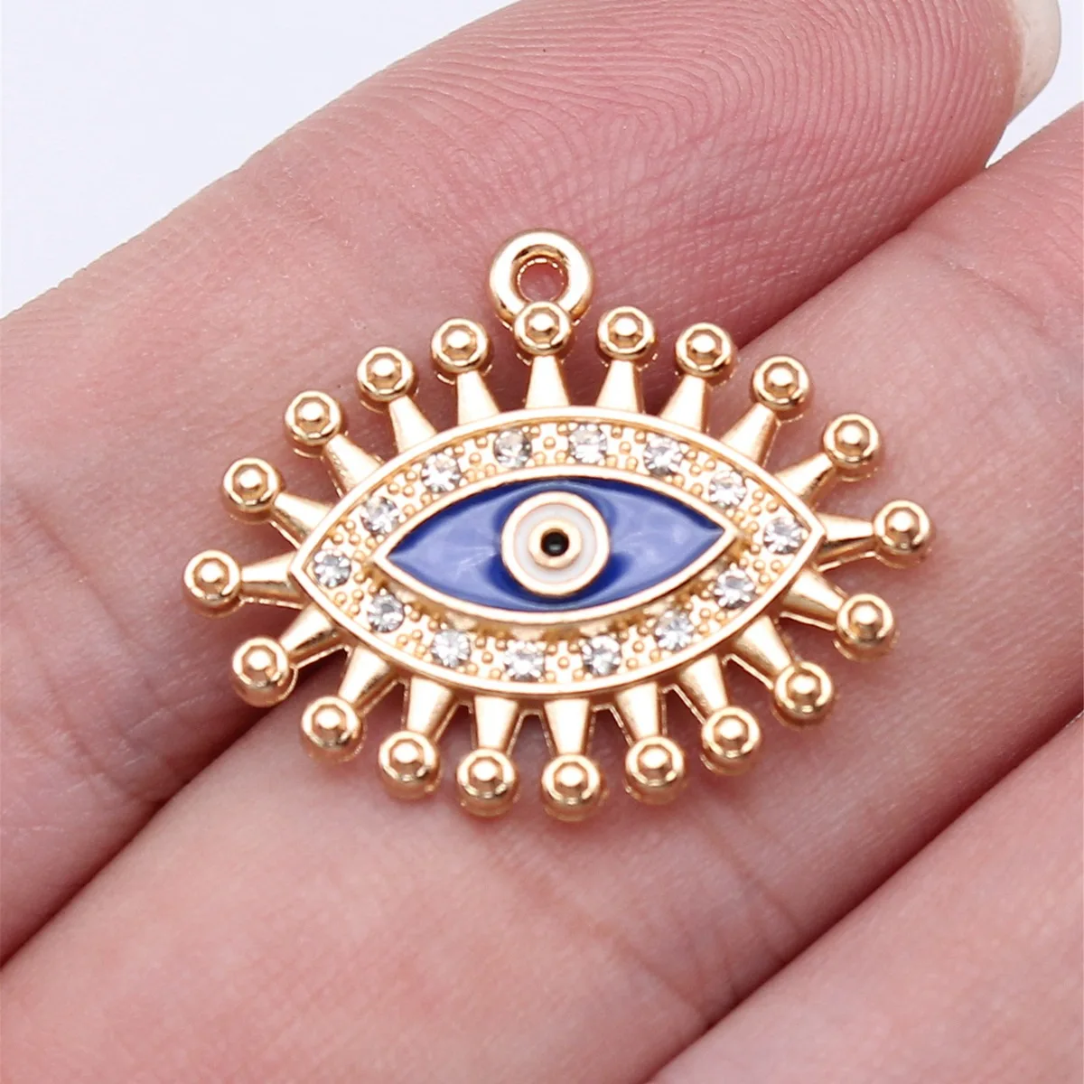 WYSIWYG 5pcs 25x21mm Kc Gold Color Evil Eye Charms Pendant For DIY Jewelry Making Handmade Jewelry Craft Findings