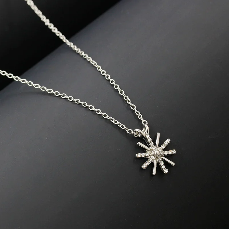 Gold Plated Sunflower Necklace Titanium Steel Zircon Big Pendant Necklace Luxury Choker Korea Style Jewelry for Women