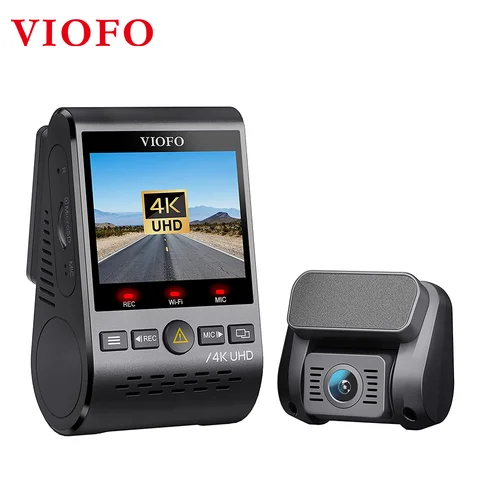 VIOFO-A129 프로 듀오 대시 캠 4K + 1080P 전면 및 후면 카메라, 5GHz 와이파이 GPS, 울트라 HD 듀얼 카 카메라, 버퍼링 주차 모드