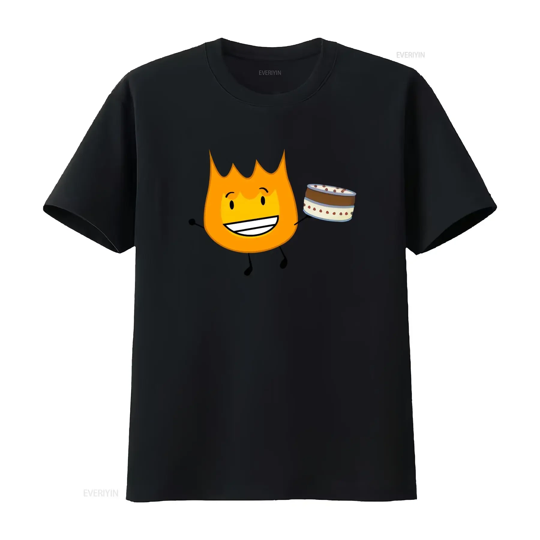 Bfdi Battle For Dream Island Fiery Cake Print T Shirt Casual Fashion  vintage Washed fashion graphic Versatile designer clothes