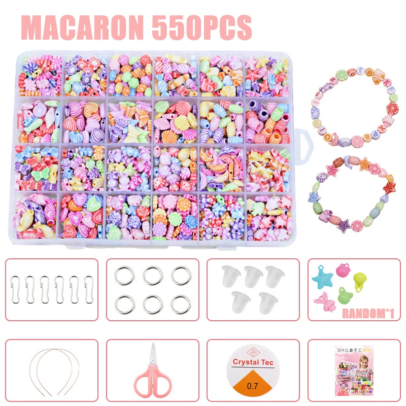 Diy artesanal frisado brinquedo das crianças criativo solto espaçador contas artesanato fazendo pulseira colar kit de jóias menina brinquedo presente