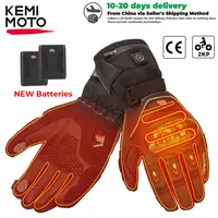 KEMIMOTO CE 2KP Leather Heated Moto Gloves Winter Motorcycle Waterproof Touch Screen Ski Camping Heated Gloves Battery Motorbike