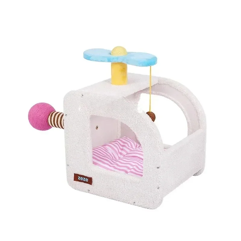 Cat Nest Warm Closed Cat House Scratching Post Integrated Soft Breathable Pet Bed Villa