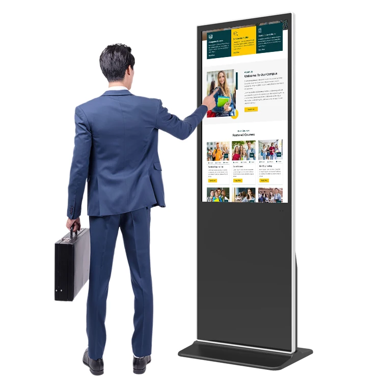 4K Floor Bracket Touch Screen Supplier Digital Signage Free Individual LCD Kiosk  Advertising Player
