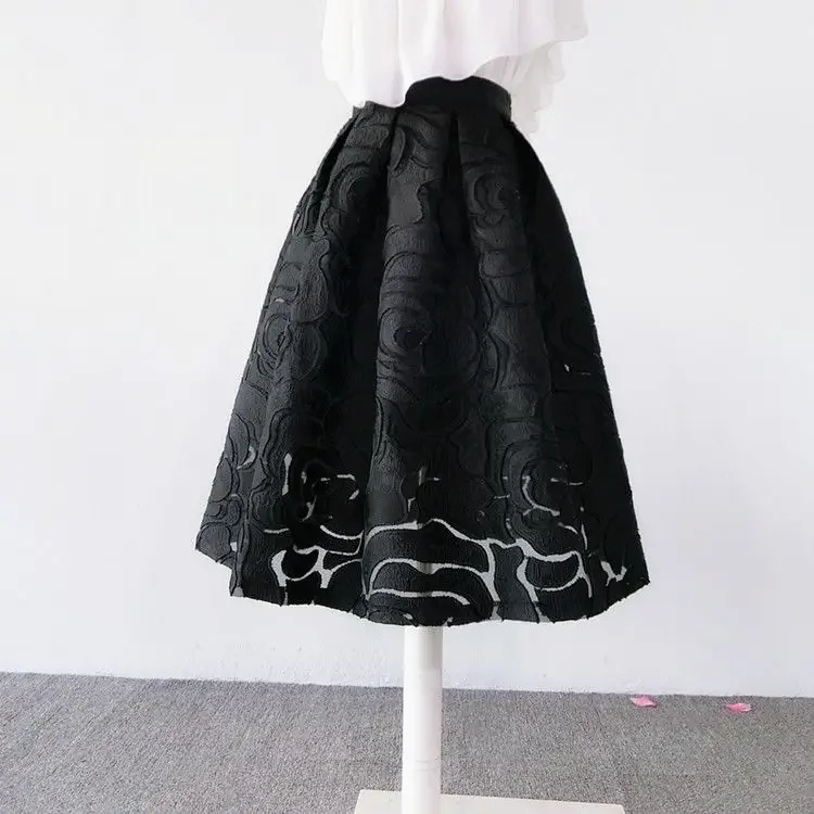 

Half length skirt for women, spring and autumn new style, high waisted jacquard Hepburn style A-line skirt, umbrella skirt