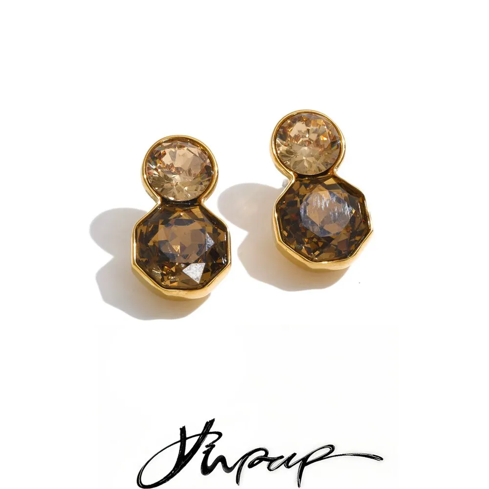 Yhpup Stainless Steel K9 Crystal Stud Earrings Delicate High Quality Women Popular Versatile Temperament Jewelry Accessories