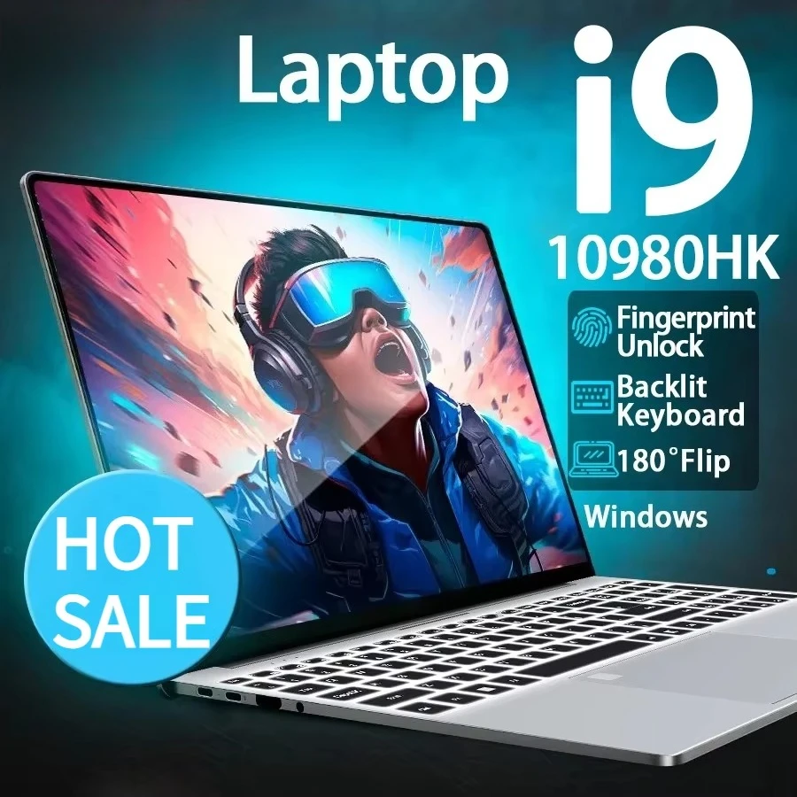15.6 Inch Laptop Intel Core i9-10980HK Windows 32GB RAM M.2 2048GB SSD Ultrabook Computer Fingerprint Unlock WIFI 5 BT