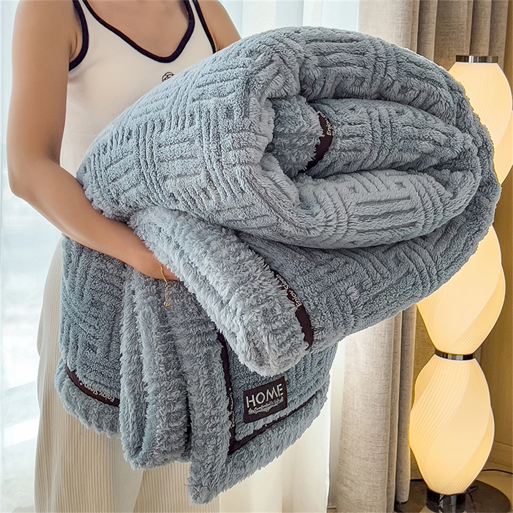 Winter Luxury Coral Velvet Blanket Office Shawl Thicken Luxury Air Conditioning Nap Sofa Blankets Soft Breathable Home Bed Cover