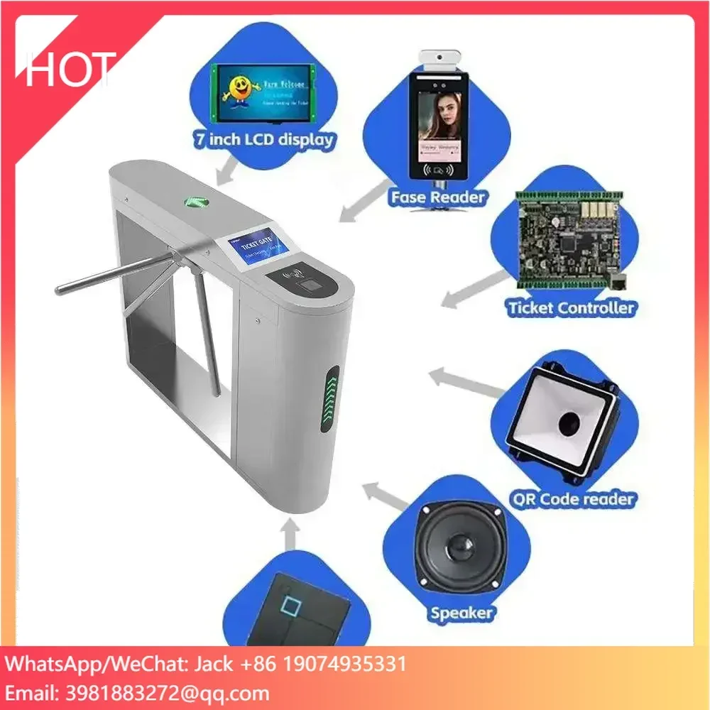 Tripod Turnstile Access Control Ticket System For Amusement Park Tourniquet Turnstile With QR Code Access Control
