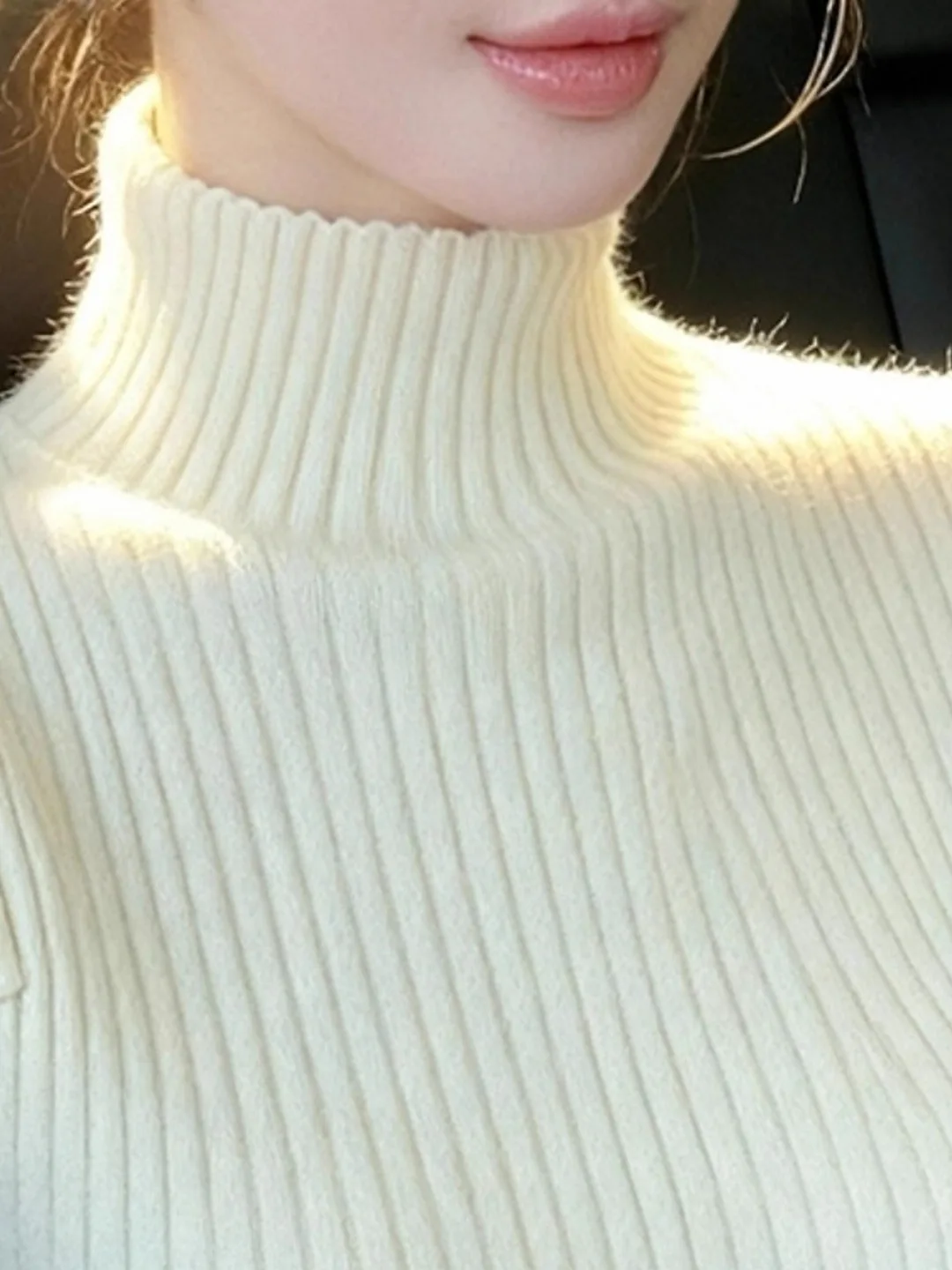 White High Collar Thiened Knitted Sweater Women's Faionable Slimming Base Layer Winter 2025 Ele Lady Sle Long Sve