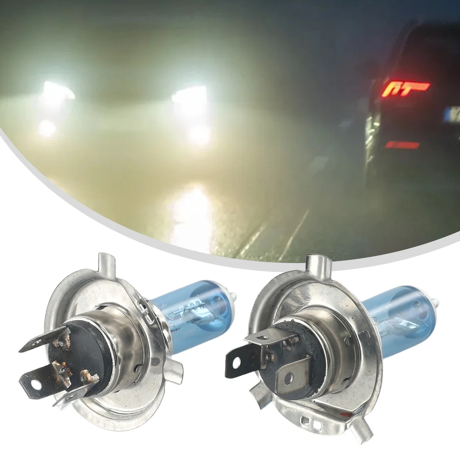 

2Pcs Car Halogen Headlight Bulb Car Headlight Fog Lights Driving Lamp Auto H4 HB2 9003 Warm White12V 55W 6000K Bright Light