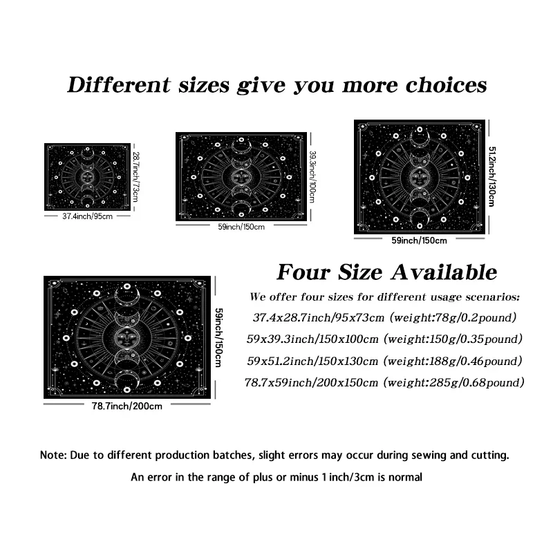 VIKAMA Celestial Sun Moon Tapestry, Black White Astrology Wall Art Cloth for Bedroom, Living Room, Dorm & Witchy Room Decor