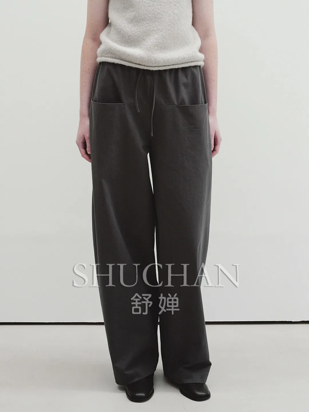 Casual Pants Women's Autumn and Winter New High-waisted Thin Elastic Waist Moia Straight Wide-leg Pants