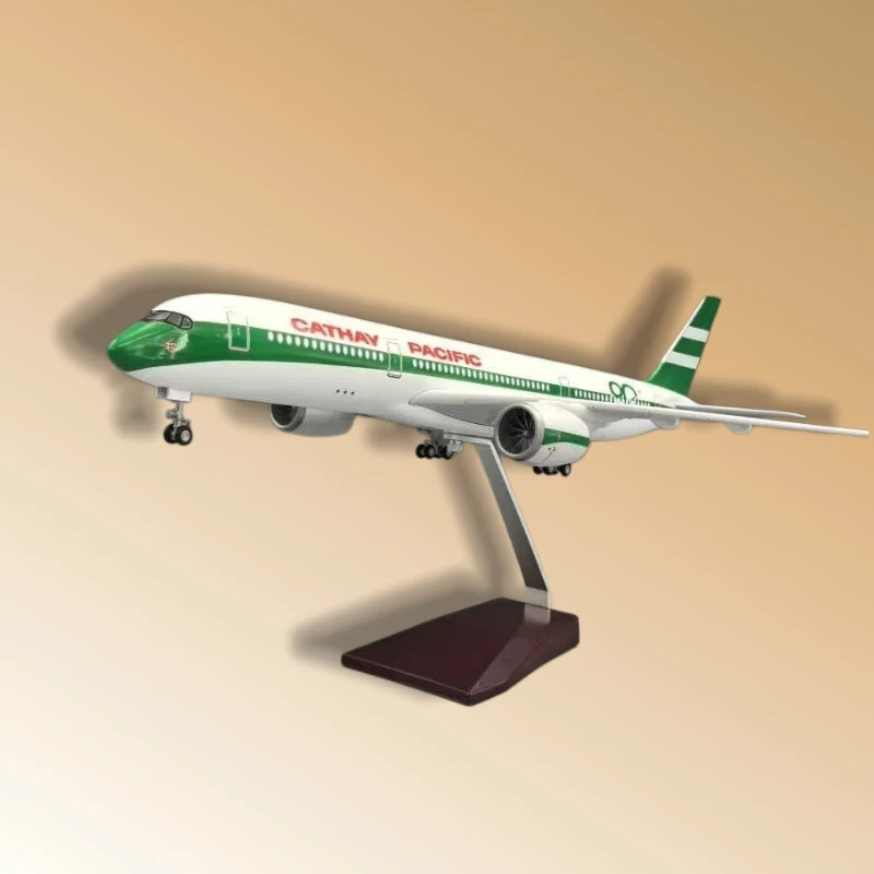 

Cathay Pacific A350-900 47cm Die-Cast Resin Aircraft Model 1/142 Scale with Wooden Base and Movable Landing Gear Designed