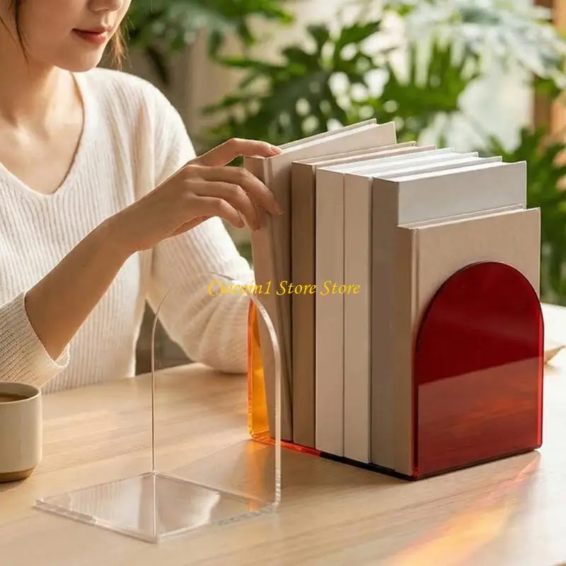 A3PC Acrylic Books Stand, Elegant Design Bookends Bookshelfs Books Holders Table Picture Album Holders for Displaying Books