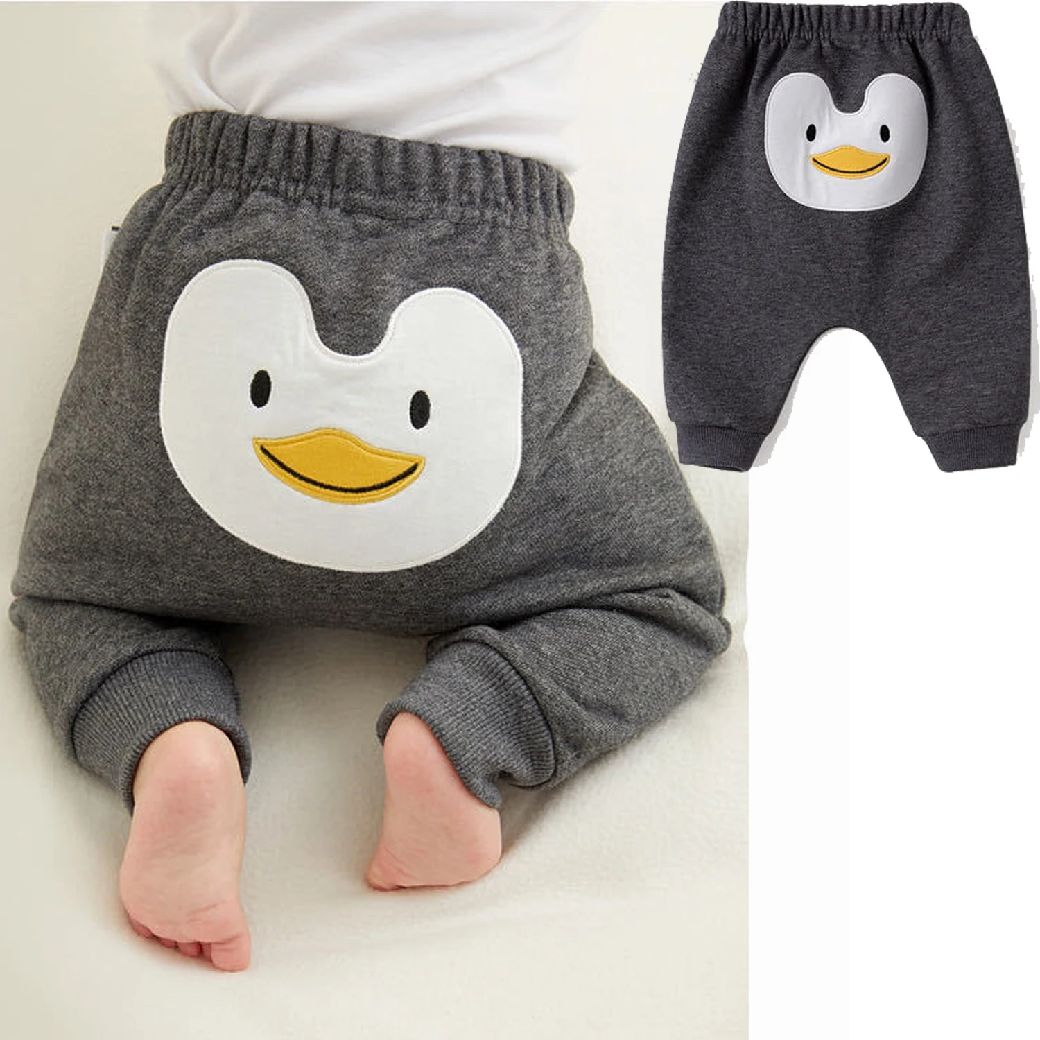 Cartoon Penguin Newborn Baby Pants Cotton Warm Pants For Girls Baby Children Wear Bow Cute Legging Outfits Children\'s Pants