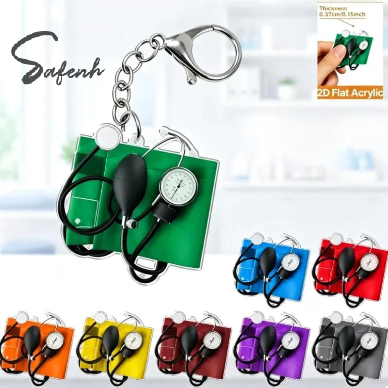1Pcs 2D Acrylic Keychains Blood Pressure Monitors Pendant Backpack Accessory Party Favor Gifts For Boyfriend Office Settings
