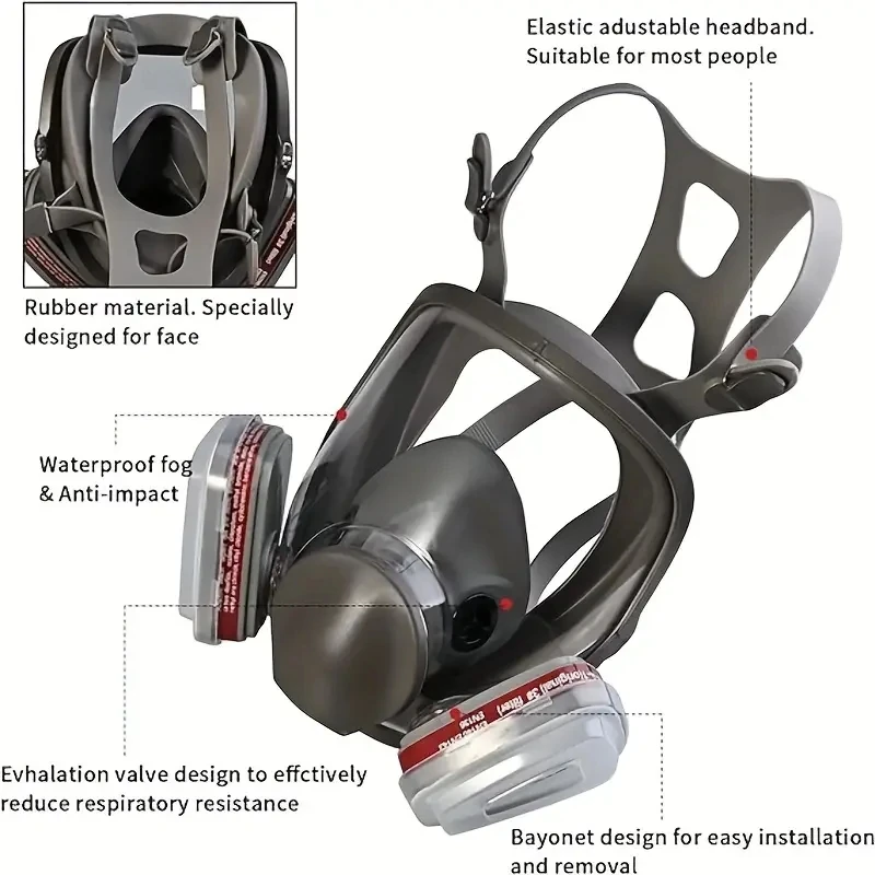 SJL 27 In 1 6800 อุตสาหกรรมจิตรกรรม Spraying Respirator หน้ากากแก๊ส 3 ใน 1 ชุดความปลอดภัยทํางานกรองฝุ่น Full Face Mask หน้ากากแก๊ส