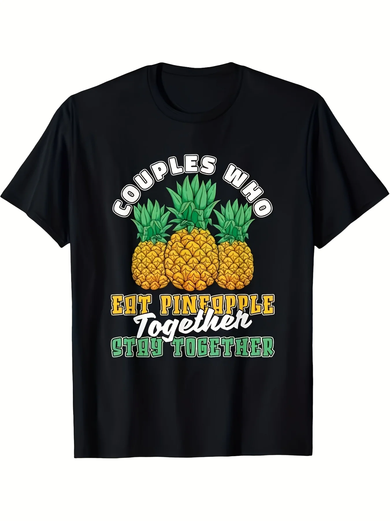 Funny Couples Matching Tshirts | Pineapple Graphic Tee With 