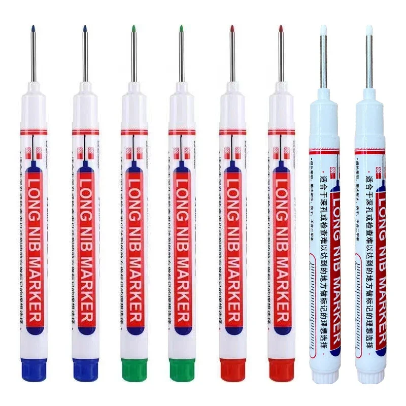 8 Teile/satz 20mm Tiefe Loch Lange Spitze Kopf Marker Für Metall Perforieren Stift Wasserdicht Bad Holzbearbeitung Dekoration Multi-zweck
