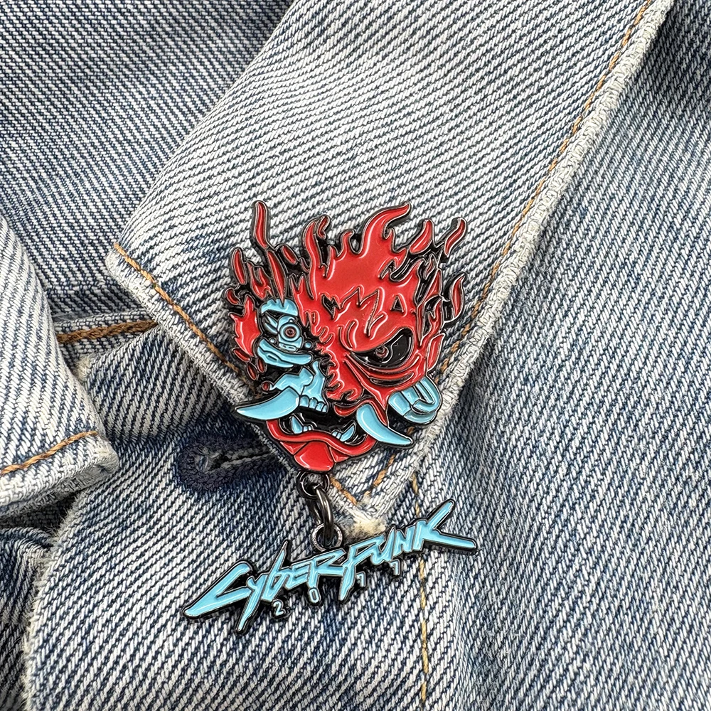 Punk 2077 Skull Head Dance Enamel Brooch Retro Adventure Battle Game Logo Lapel Pin Pendant Fans Gift Badge Accessories Collecti - view 4