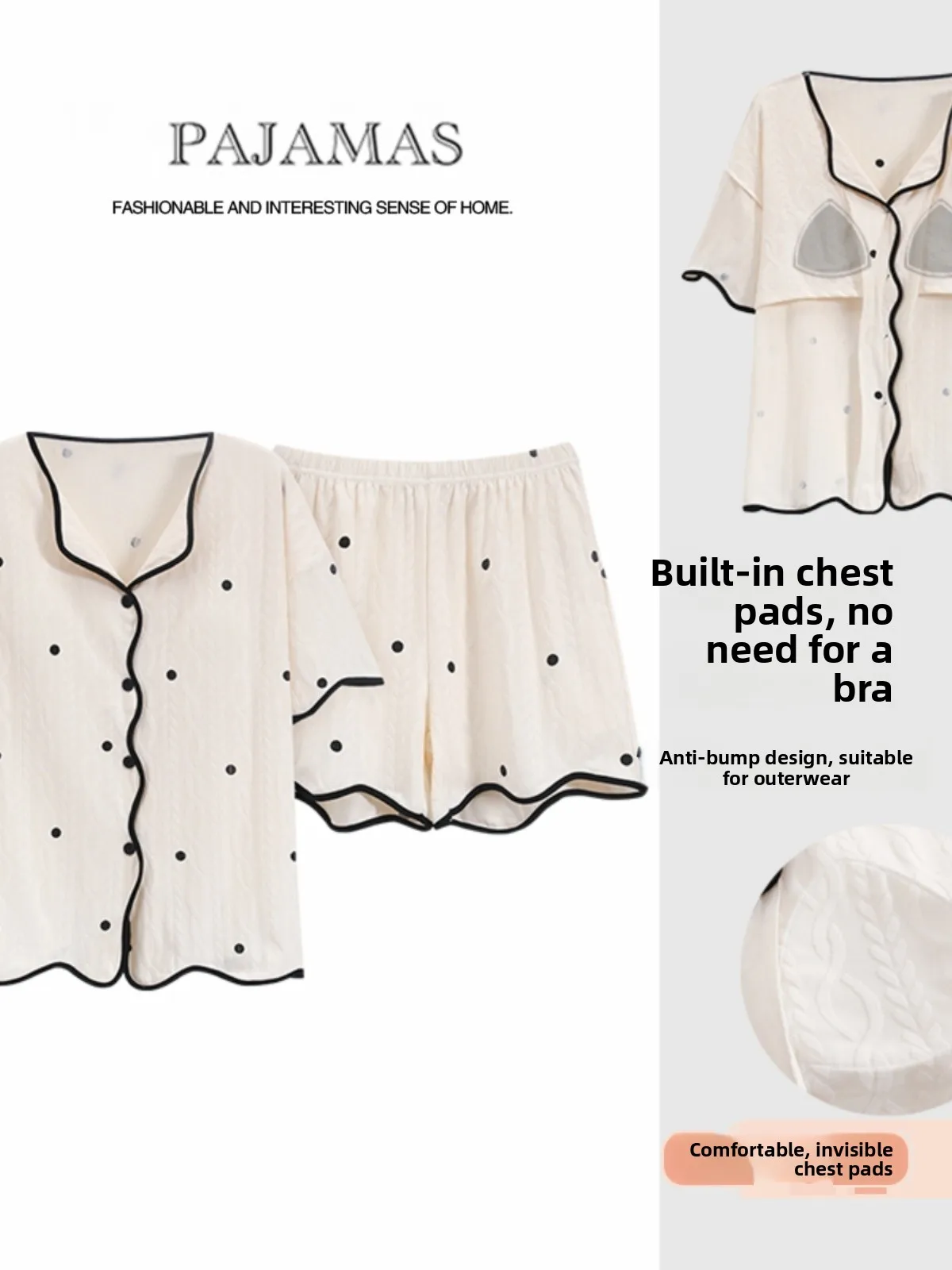 

Pure Cotton Summer Spwear Women's ort Sve Vest And Pants Set with Chest Pad Breathable Comfortable Home Clothes