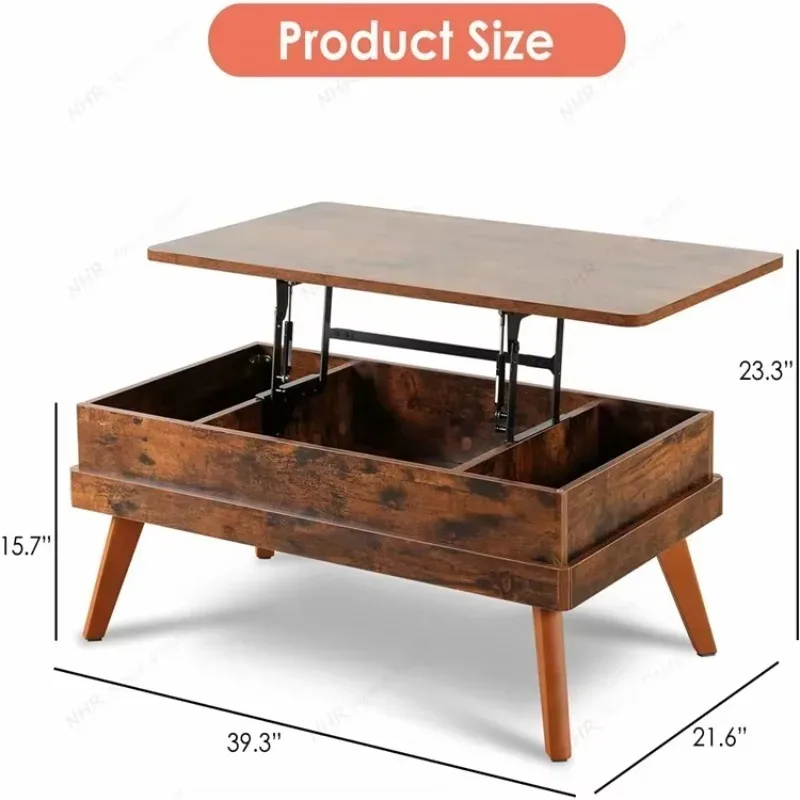 Multifunctional Black Pattern Extendable Modern Lift Up Top Convertible Nordic Coffee Table with Storage Luxury Coffee Table