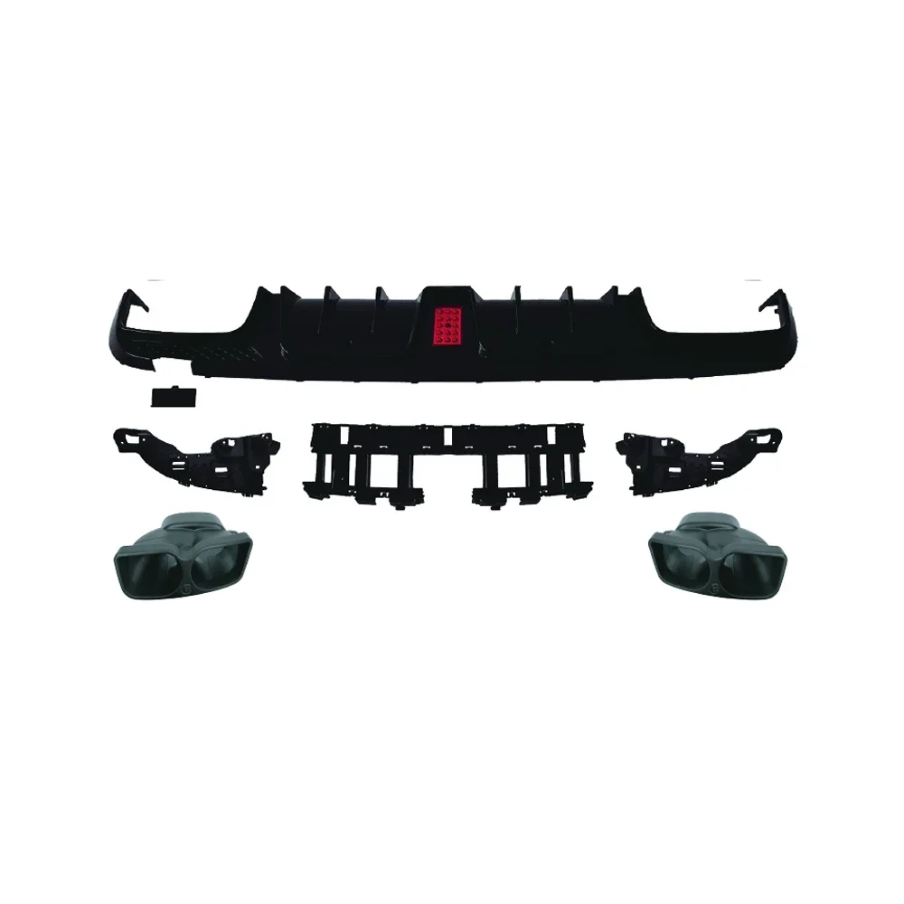 

Rear Bumper Lip Diffuser Upgrade Car Bodykit For 15-18 Mercedes-benz C- Class W205 to Brabus Double Tail Throat Pipe