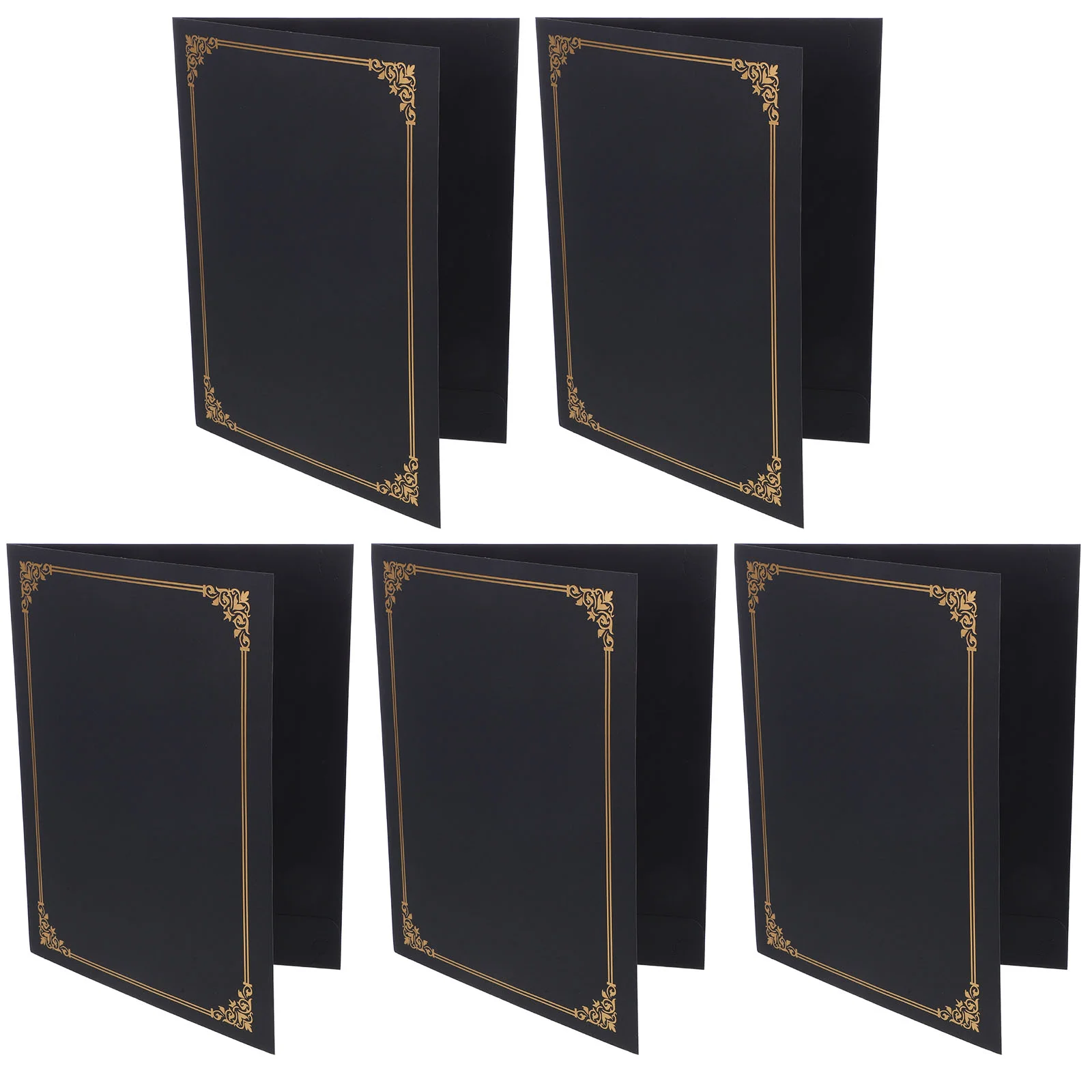 10 PCS Certificate Folder Diploma Cover of Appreciation Gold Leaf Black Frames for Certificates Award Sign DIY Commendation